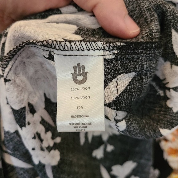 Vintage Boho Floral Black White Kimono, Summer Beach Robe Cover, One Size - Picture 11 of 12